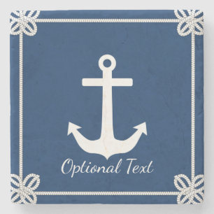 Anchor in Rope Frame Nautical Stone Coaster