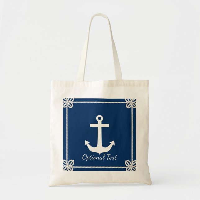 Anchor in Rope Frame Nautical Tote Bag (Front)