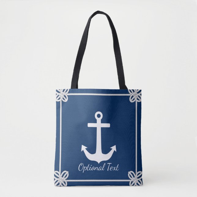 Anchor in Rope Frame Nautical Tote Bag (Front)