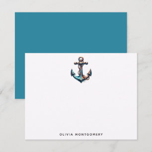 Anchor in Teal and Bronze Nautical Personal Card