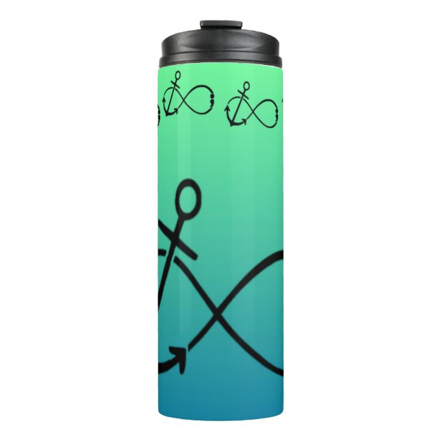 Anchor, Infinity & semi-colon Tumbler cup blu/grn (Front)