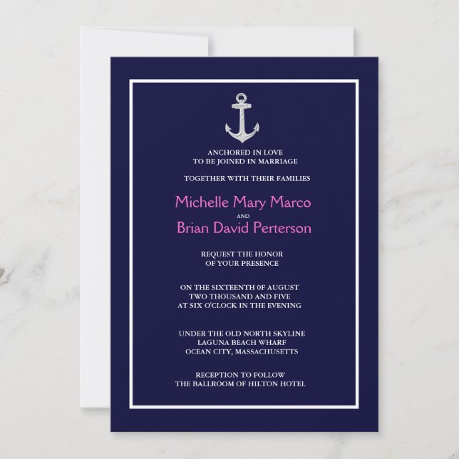 ANCHOR l Nautical Destination Themed Wedding Invitation (Front)