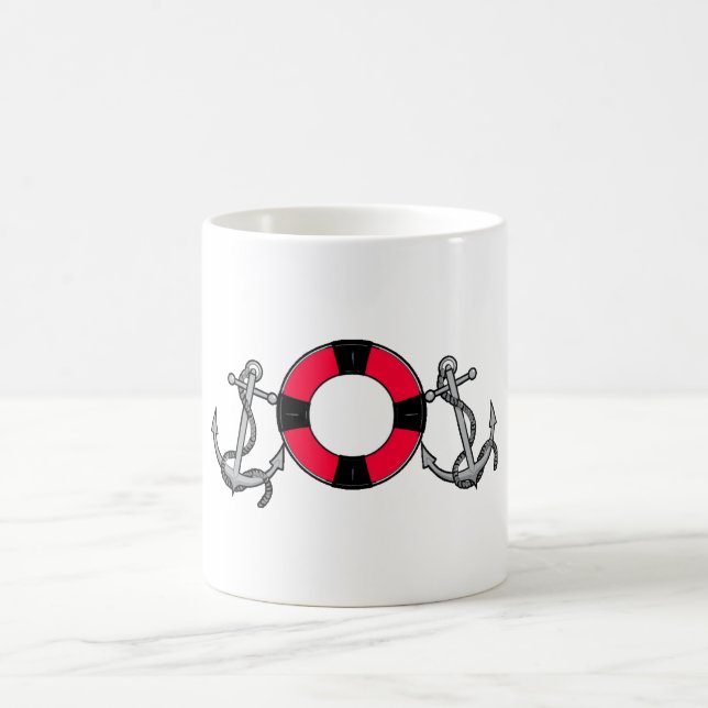 Anchor life ring red coffee mug (Center)