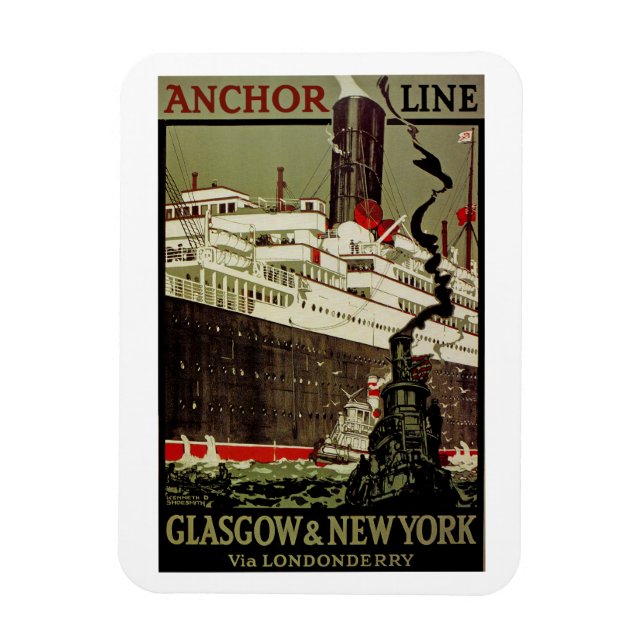 Anchor Line ~ Glasgow-New York Magnet (Vertical)