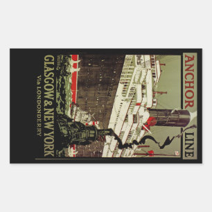Anchor Line ~ Glasgow-New York Rectangular Sticker