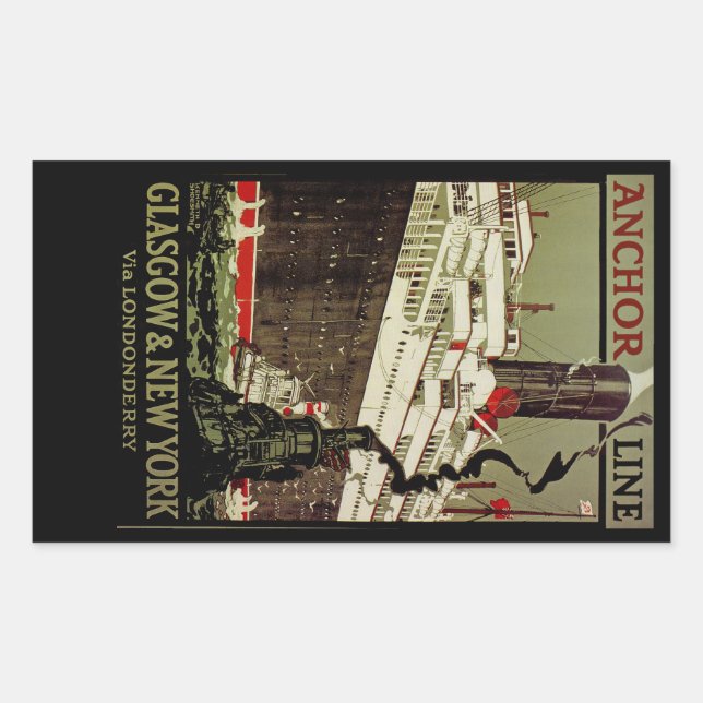 Anchor Line ~ Glasgow-New York Rectangular Sticker (Front)