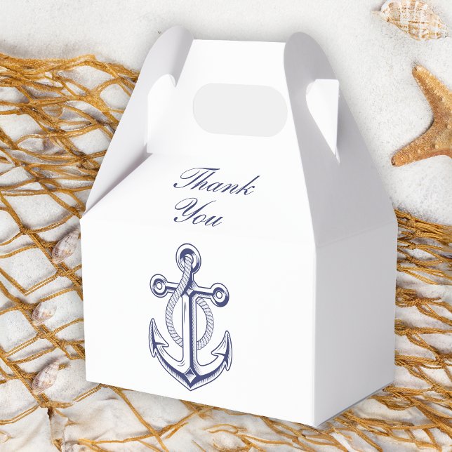 Anchor Love Sailor Navy Blue Nautical Wedding  Favour Box (Creator Uploaded)