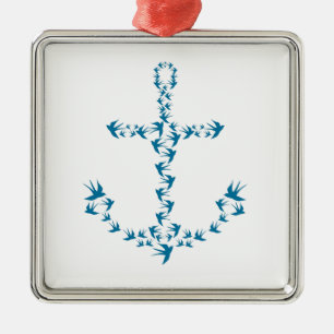 Anchor made of Swallows. Metal Tree Decoration