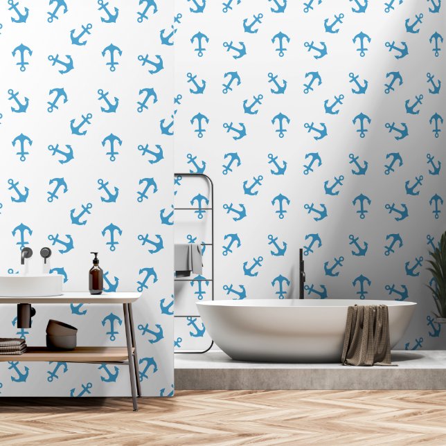 Anchor Modern Nautical  Wallpaper (Bathroom)