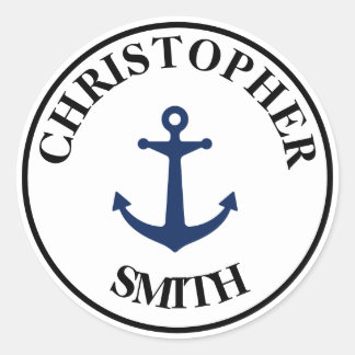Anchor Monogram Classic Round Sticker