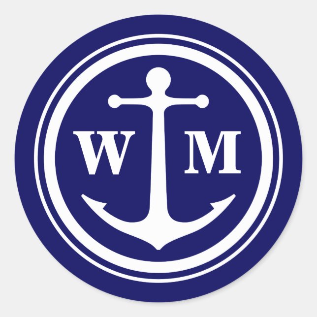 Anchor Monogram Round Sticker (Front)