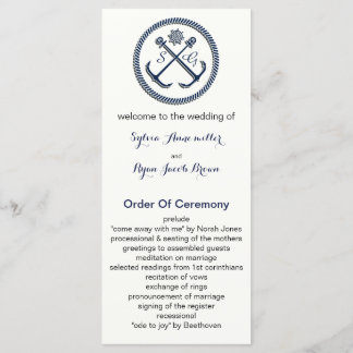 Anchor Monograms, Nautical wedding programs