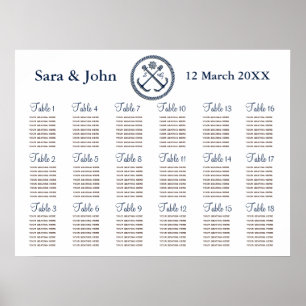 Anchor Monograms, Nautical wedding Seating Chart