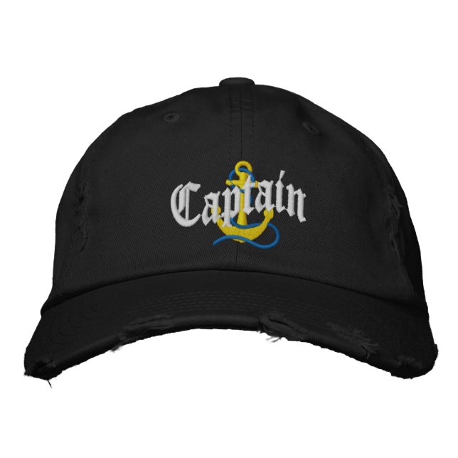 Anchor motif captains sailing embroidered hat (Front)
