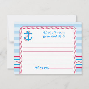 Anchor Nautical Bridal Advise Card