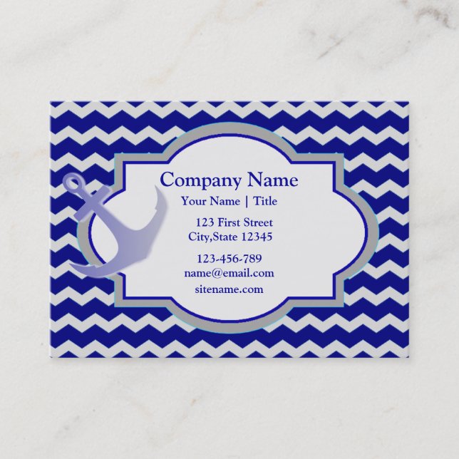 Anchor Nautical Chevron Business Card (Front)