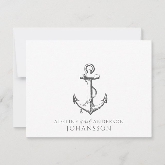 Anchor Nautical Couple Names Card (Front)