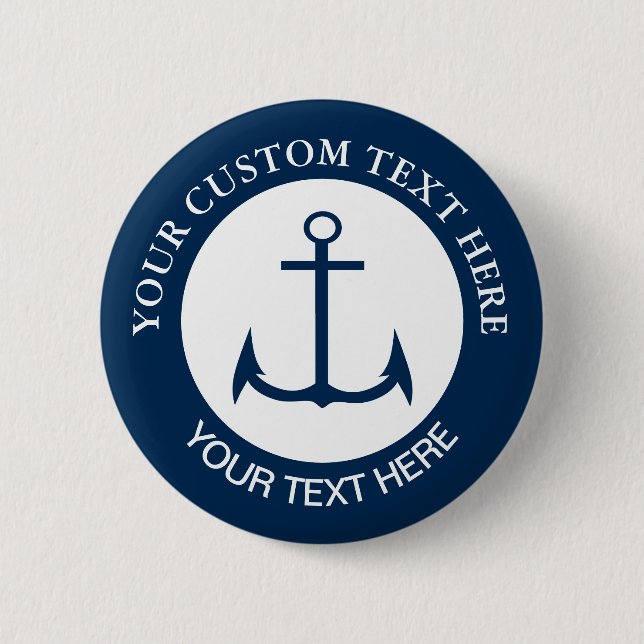 Anchor Nautical Custom Logo Icon  6 Cm Round Badge (Front)