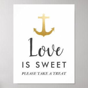 Anchor Nautical Faux Gold Foil   Wedding Sign