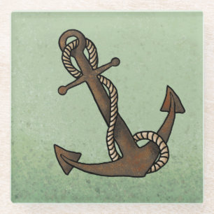 Anchor Nautical Glass Coaster