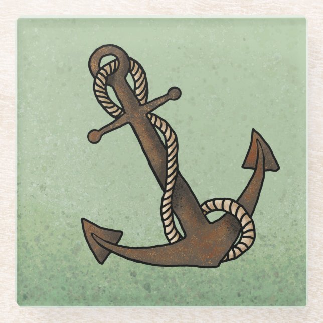 Anchor Nautical  Glass Coaster (Front)