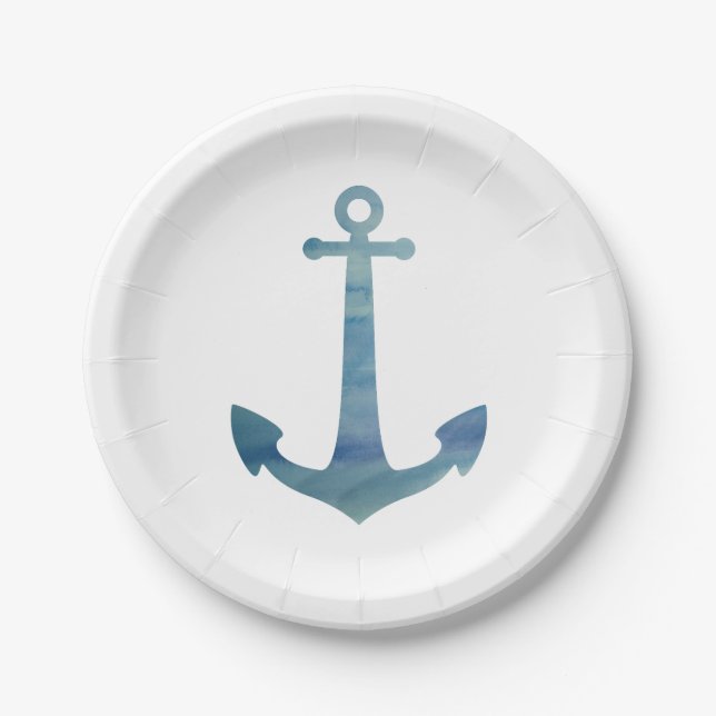 Anchor Nautical Happy Birthday Party Plates (Front)