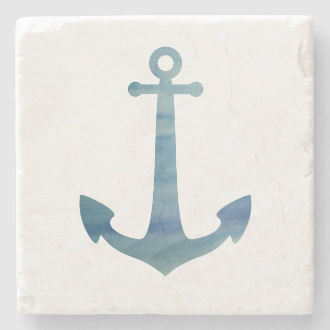 Anchor Nautical Marble Stone Coaster (Front)