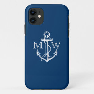 Anchor, Nautical Monogram iPhone 11 Case