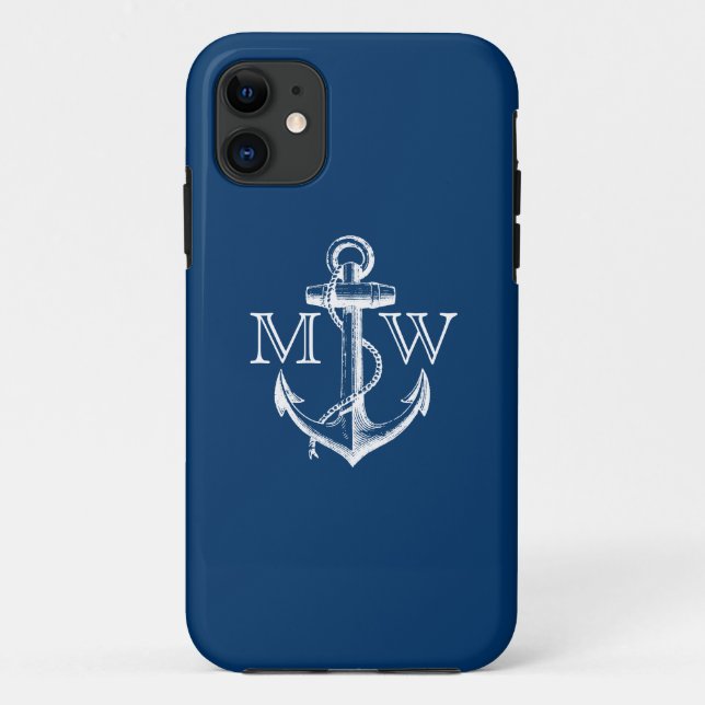 Anchor, Nautical Monogram Case-Mate iPhone Case (Back)