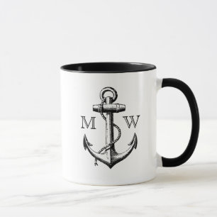 Anchor, Nautical Monogram Mug