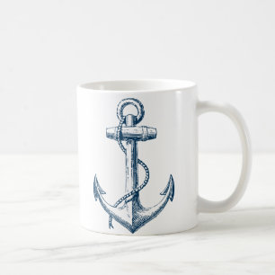 Anchor Nautical Mug Gift Navy Blue White