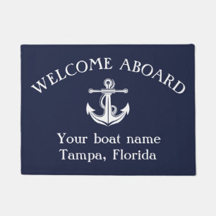 Anchor Nautical Navy Blue Boat Summer Lake Doormat