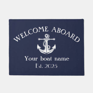 Anchor Nautical Navy Blue Boat Summer Lake Doormat