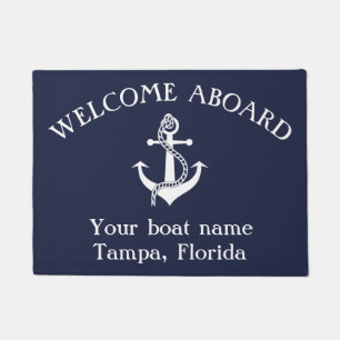 Anchor Nautical Navy Blue Boat Summer Lake Doormat