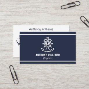 Anchor Nautical Navy Blue Sailor Sailing Business Card