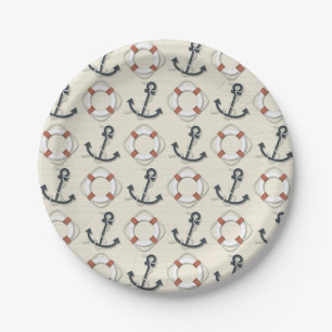 Anchor Nautical Paper Plate
