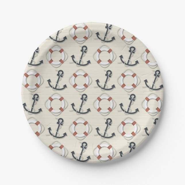 Anchor Nautical Paper Plate (Front)