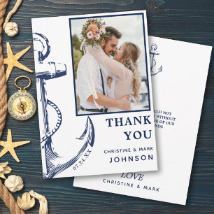 Anchor Nautical Photo White Thank You Card