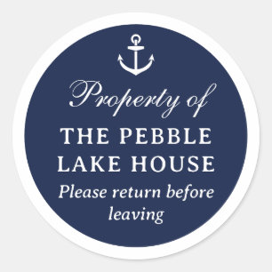 Anchor Nautical Rental Property of Please Return Classic Round Sticker