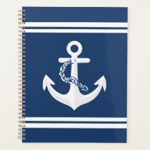 Anchor Nautical Sailing Boating White Navy Blue