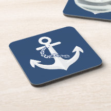 Anchor Nautical Symbol Classic White Navy Blue