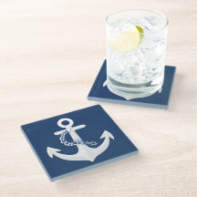 Anchor Nautical Symbol Classic White Navy Blue
