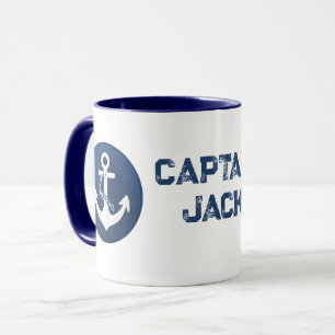 Anchor Nautical Symbol Classic White Navy Blue Mug