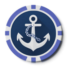 Anchor Nautical Symbol White Navy Blue