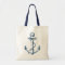 Anchor Nautical Tote Bag Gift Navy Blue White