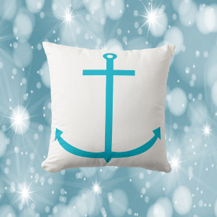 Anchor Nautical Turquoise Blue Cushion