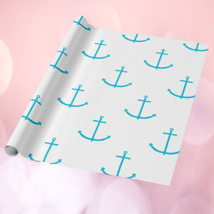 Anchor Nautical Turquoise Pattern Wrapping Paper