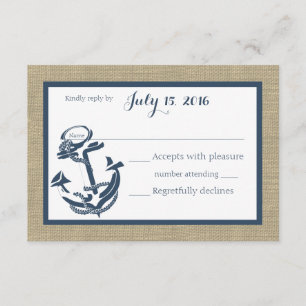 Anchor Navy Blue and Burlap Response Card