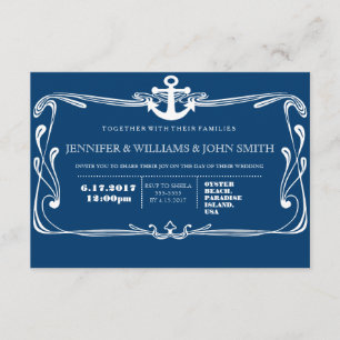 Anchor Navy Blue Destination Wedding Invitations