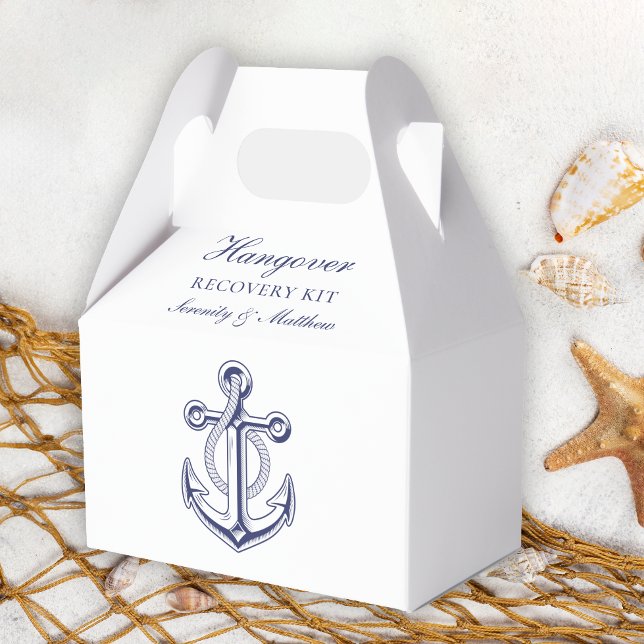 Anchor Navy Blue Hangover Kit Nautical Wedding Favour Box (Creator Uploaded)